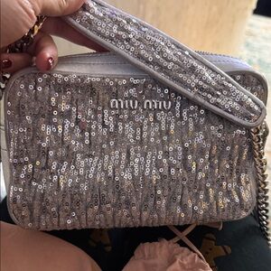 Miu Miu Glittering Silver Sequin Clutch